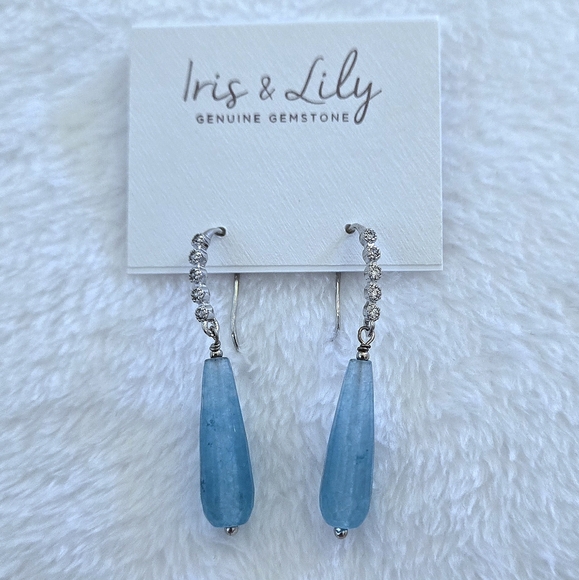 Iris & Lily Blue💙 Teardrop💧Gemstone Earrings - Picture 11 of 14